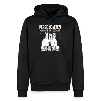 Perserkatzen - Männer Premium Bio Hoodie - Schwarz - Vorne - Nico (187cm)