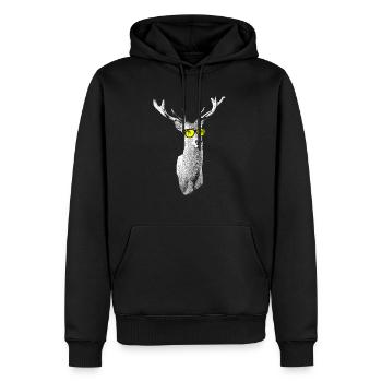 Hirsch Tierliebe Naturliebe Naturliebhaber Hirschf - Männer Premium Bio Hoodie - Schwarz - Vorne - Nico (187cm)