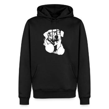 Labrador Hundefans Sonnenbrille Kopfhörer Labrador - Männer Premium Bio Hoodie - Schwarz - Vorne - Nico (187cm)