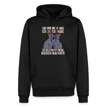 Russisch Blau Katze - Männer Premium Bio Hoodie - Schwarz - Vorne - Nico (187cm)