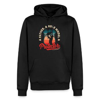 Father Role Model Protector Father's Day Design - Männer Premium Bio Hoodie - Schwarz - Vorne - Nico (187cm)