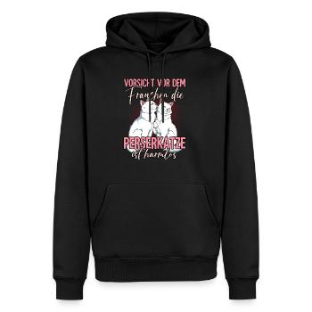 Perserkatzen - Männer Premium Bio Hoodie - Schwarz - Vorne - Nico (187cm)