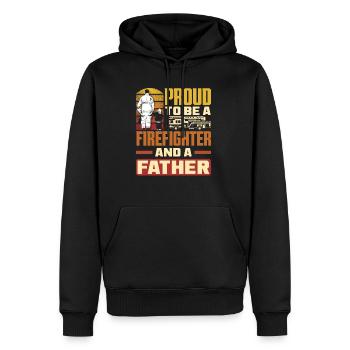 Fier d’être un Friefighter et un papa pour papa - Sweat à capuche Premium bio Homme - noir - Devant - Nico (187cm)