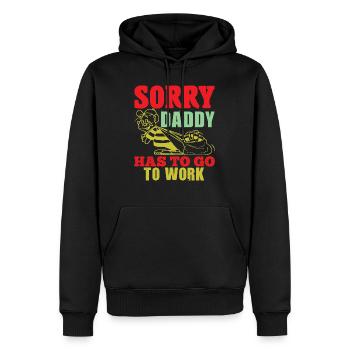 SORRY PAPA MUSS LUSTIG ZUR ARBEIT GEHEN - Männer Premium Bio Hoodie - Schwarz - Vorne - Nico (187cm)