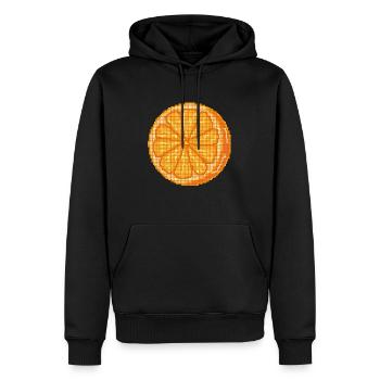 Fruit orange pixélisé - Sweat à capuche Premium bio Homme - noir - Devant - Nico (187cm)