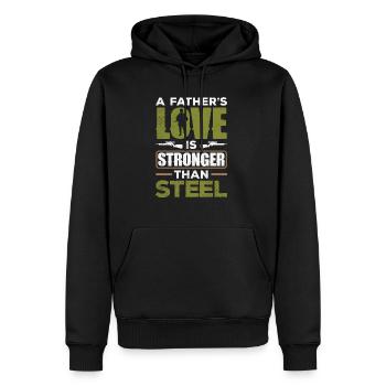 A Father's Love Is Stronger Than Steel Father's - Männer Premium Bio Hoodie - Schwarz - Vorne - Nico (187cm)