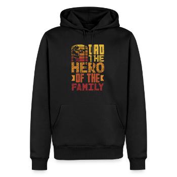 Dad The Hero Of The Family Father's Day - Männer Premium Bio Hoodie - Schwarz - Vorne - Nico (187cm)