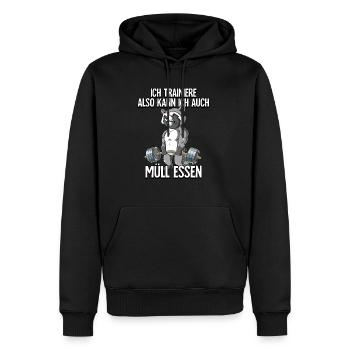 Waschbär Bodybuilding Fitness Gym - Männer Premium Bio Hoodie - Schwarz - Vorne - Nico (187cm)