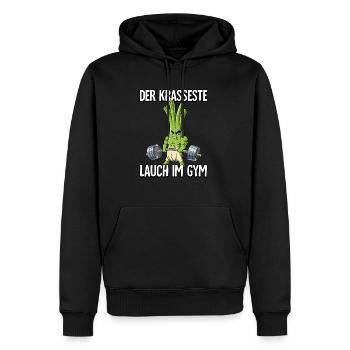 Lauch Bodybuilding Fitness Gym - Männer Premium Bio Hoodie - Schwarz - Vorne - Nico (187cm)