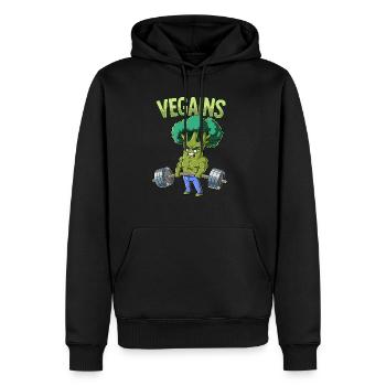 Vegains Vegan Bodybuilding Fitness Gym - Sweat à capuche Premium bio Homme - noir - Devant - Nico (187cm)