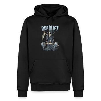 Deadlift Bodybuilding Fitness Gym - Männer Premium Bio Hoodie - Schwarz - Vorne - Nico (187cm)