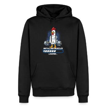 Rooster Muscle Building Musculation Fitness Gym - Sweat à capuche Premium bio Homme - noir - Devant - Nico (187cm)