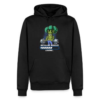 Brokkoli Muskeln Aufbauen Bodybuilding Fitness Gym - Männer Premium Bio Hoodie - Schwarz - Vorne - Nico (187cm)
