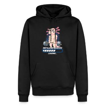 Axolotl Muskeln Aufbauen Bodybuilding Fitness Gym - Männer Premium Bio Hoodie - Schwarz - Vorne - Nico (187cm)