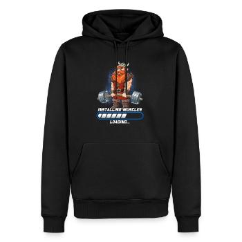 Wikinger Muskeln Aufbauen Bodybuilding Fitness Gym - Männer Premium Bio Hoodie - Schwarz - Vorne - Nico (187cm)