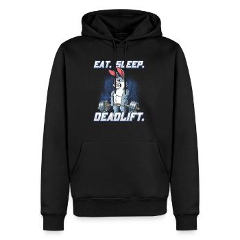 Hase Bodybuilding Fitness Gym Deadlift - Männer Premium Bio Hoodie - Schwarz - Vorne - Nico (187cm)