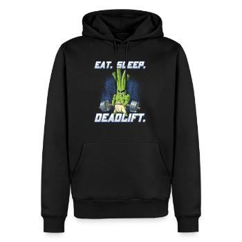Lauch Bodybuilding Fitness Gym Deadlift - Männer Premium Bio Hoodie - Schwarz - Vorne - Nico (187cm)