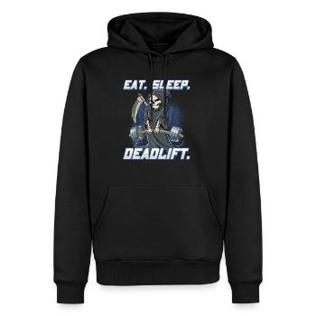 Sensenmann Bodybuilding Fitness Gym Deadlift - Männer Premium Bio Hoodie - Schwarz - Vorne - Nico (187cm)