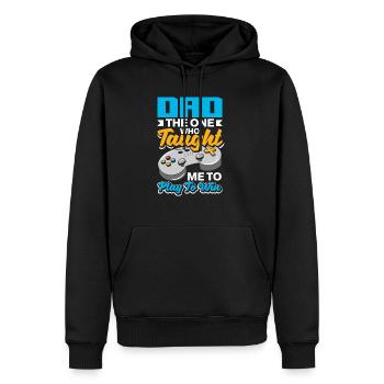 Dad The One Who Taught Me To Play To Win Fathers - Männer Premium Bio Hoodie - Schwarz - Vorne - Nico (187cm)