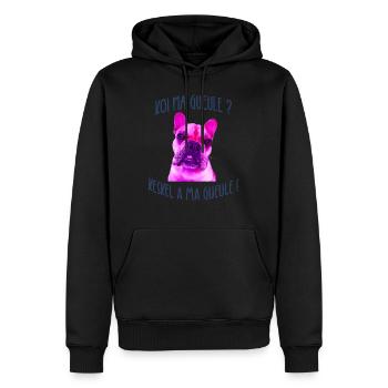 koi ma gueule cadeau - Sweat à capuche Premium bio Homme - noir - Devant - Nico (187cm)