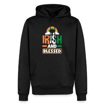 Célébrez la Saint-Patrick d’Irlande - Sweat à capuche Premium bio Homme - noir - Devant - Nico (187cm)