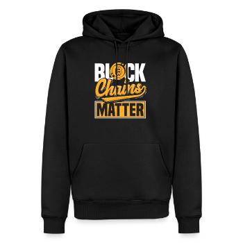 Block Chains Matter Cryptocurrency BTC - Männer Premium Bio Hoodie - Schwarz - Vorne - Nico (187cm)