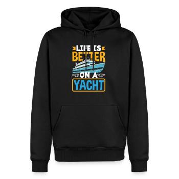 Life is better on a Yacht for a Seaman Sailor - Männer Premium Bio Hoodie - Schwarz - Vorne - Nico (187cm)