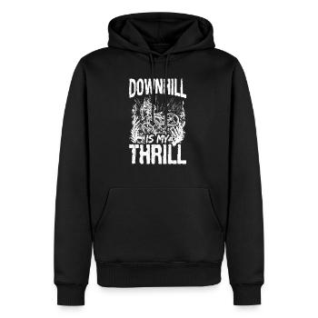DOWNHILL IS MY THRILL - Adrenalinkick Enduro Ausfa - Männer Premium Bio Hoodie - Schwarz - Vorne - Nico (187cm)