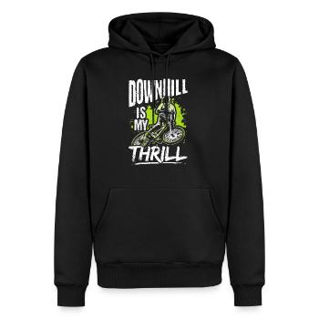 DOWNHILL IS MY THRILL - Fahrrad Motorsport Adrena - Männer Premium Bio Hoodie - Schwarz - Vorne - Nico (187cm)