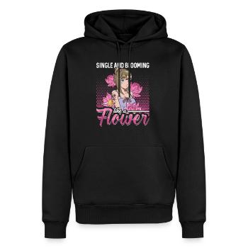 Célibataire et épanoui comme une fleur - Sweat à capuche Premium bio Homme - noir - Devant - Nico (187cm)