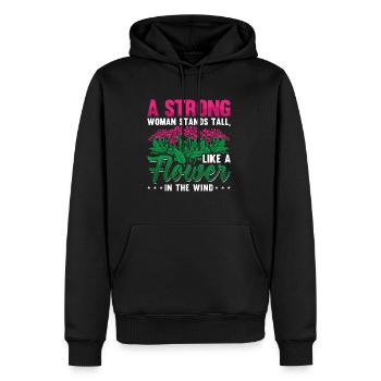 A strong woman stands tall like a Flower - Men’s Premium Organic Hoodie - black - Front - Nico (187cm)