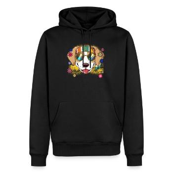 60s 70s Costume Groovy Hippie - Sweat à capuche Premium bio Homme - noir - Devant - Nico (187cm)