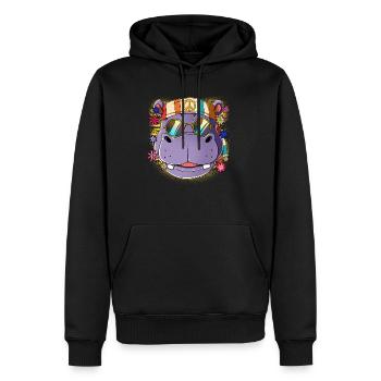 60s 70s Costume Groovy Hippie - Sweat à capuche Premium bio Homme - noir - Devant - Nico (187cm)