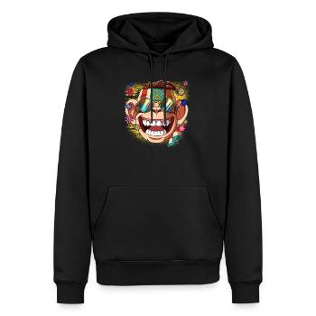 60s 70s Costume Groovy Hippie - Sweat à capuche Premium bio Homme - noir - Devant - Nico (187cm)