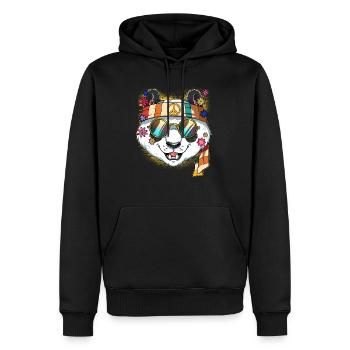 60s 70s Costume Groovy Hippie - Sweat à capuche Premium bio Homme - noir - Devant - Nico (187cm)