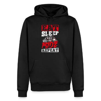 EAT SLEEP RIDE REPEAT - Motorrad Fahrradfans Hobby - Männer Premium Bio Hoodie - Schwarz - Vorne - Nico (187cm)