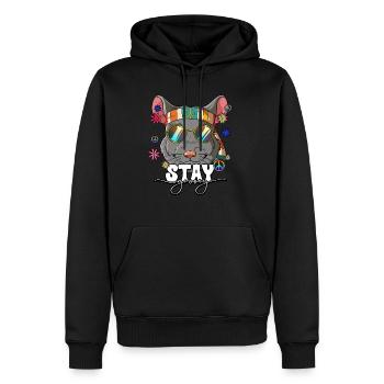 60er 70er Jahre Kostüm Stay Groovy Hippie - Männer Premium Bio Hoodie - Schwarz - Vorne - Nico (187cm)