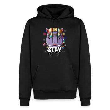 60er 70er Jahre Kostüm Stay Groovy Hippie - Männer Premium Bio Hoodie - Schwarz - Vorne - Nico (187cm)