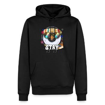 60er 70er Jahre Kostüm Stay Groovy Hippie - Männer Premium Bio Hoodie - Schwarz - Vorne - Nico (187cm)
