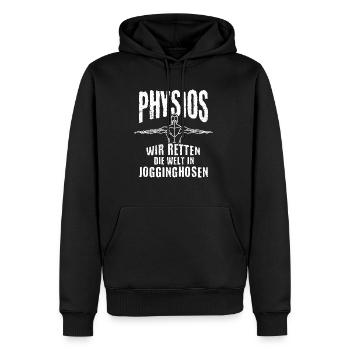 Physios Wir Retten Die Welt In Jogginghosen Therap - Männer Premium Bio Hoodie - Schwarz - Vorne - Nico (187cm)