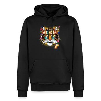 60s 70s Costume Groovy Hippie - Sweat à capuche Premium bio Homme - noir - Devant - Nico (187cm)