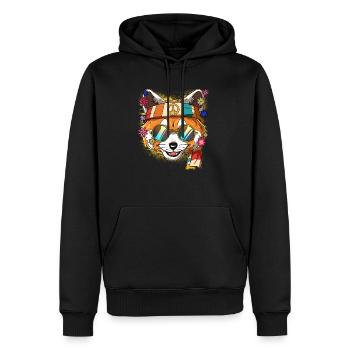60s 70s Costume Groovy Hippie - Sweat à capuche Premium bio Homme - noir - Devant - Nico (187cm)