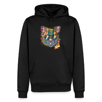 60er 70er Jahre Kostüm Groovy Hippie - Männer Premium Bio Hoodie - Schwarz - Vorne - Nico (187cm)