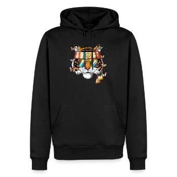 60s 70s Costume Groovy Hippie - Sweat à capuche Premium bio Homme - noir - Devant - Nico (187cm)