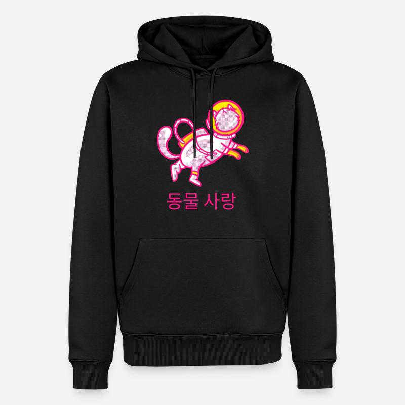 Space Cat - Männer Premium Bio Hoodie - Schwarz