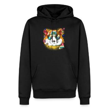 60er 70er Jahre Kostüm Groovy Hippie - Männer Premium Bio Hoodie - Schwarz - Vorne - Nico (187cm)