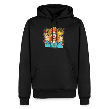 60s 70s Costume Groovy Hippie - Sweat à capuche Premium bio Homme - noir - Devant - Nico (187cm)