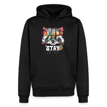 60er 70er Jahre Kostüm Stay Groovy Hippie - Männer Premium Bio Hoodie - Schwarz - Vorne - Nico (187cm)