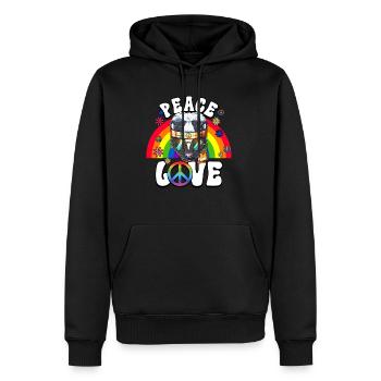 60s 70s Costume Peace Love Hippie - Men’s Premium Organic Hoodie - black - Front - Nico (187cm)