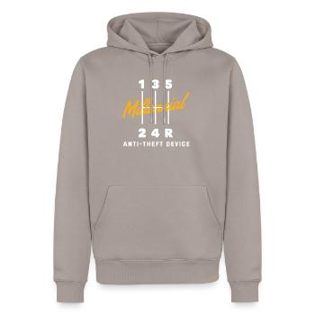 Auto Racing Mechanic Manual Millenial Anti Theft - Männer Premium Bio Hoodie - Taupe - Vorne - Nico (187cm)